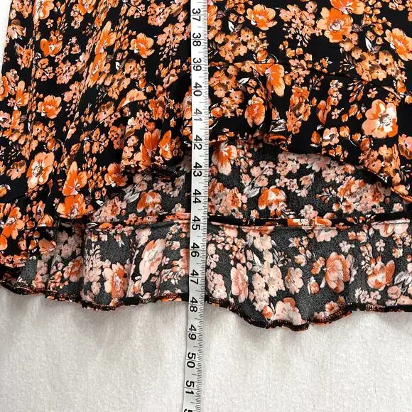 BAUM UND PFERDGARTEN Ani Tie Neck Midi Dress Womens 34 XS Navy Orange NWT